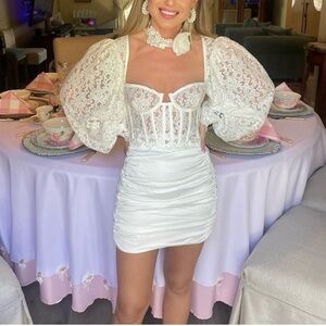 For Love and Lemons Lacey Mini Dress Retrofete V Chapman bridal